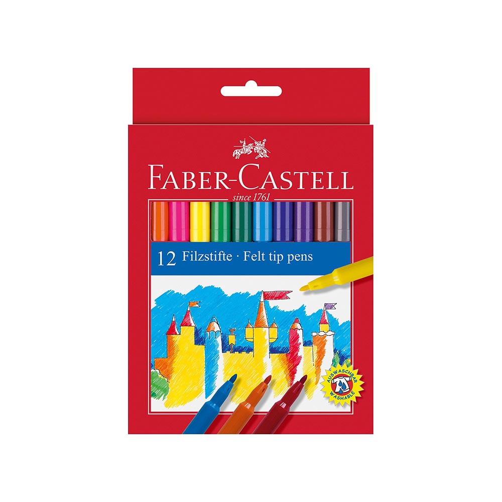 Флумастери Faber-Castell, 12цв., замък