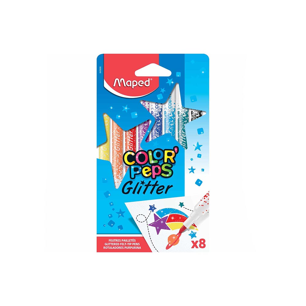 Флумастери MAPED ColorPeps Glitter, 10цв.