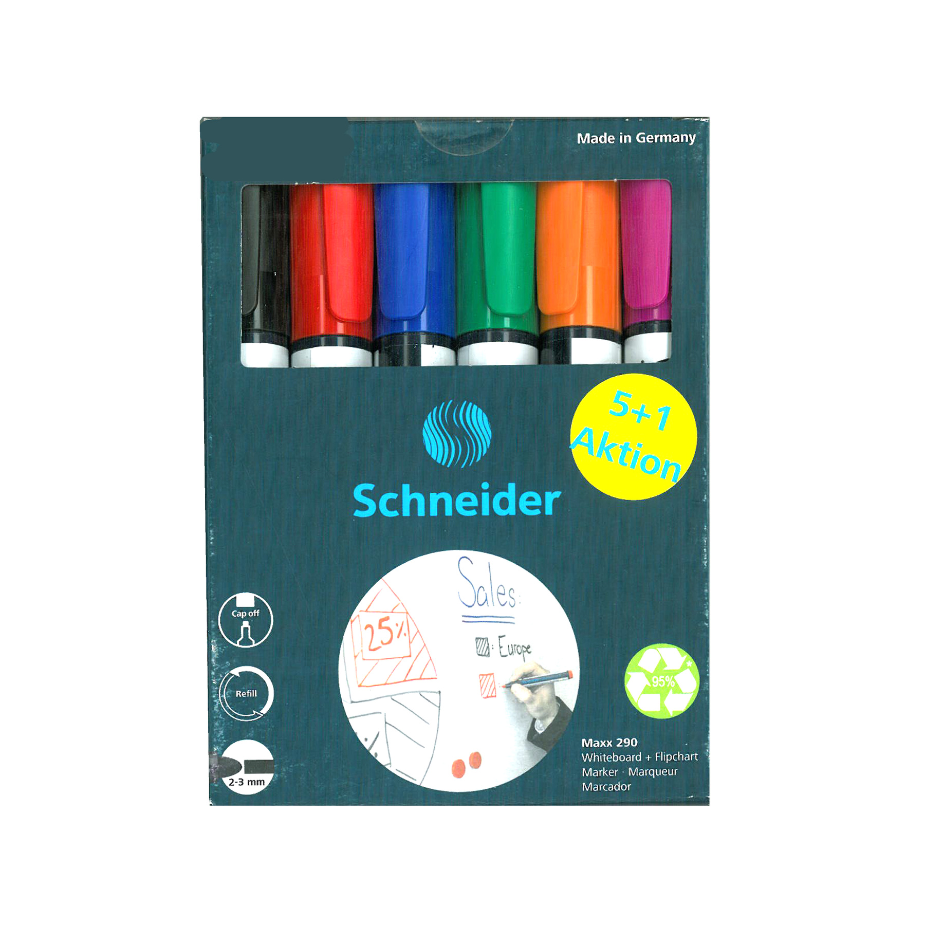 Маркери за б. дъска SCHNEIDER Maxx 290, 6цв., 129096