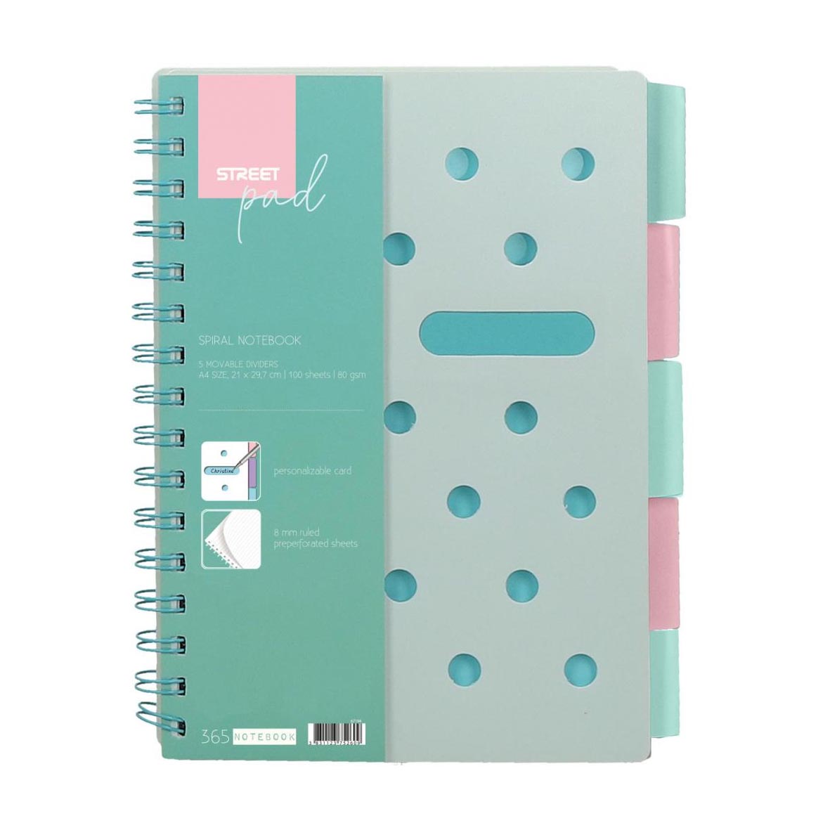Тетрадка Street Pad Dots PVC , г.ф., 100л., ред, спир., с разделители, с микроперфорация, 67250