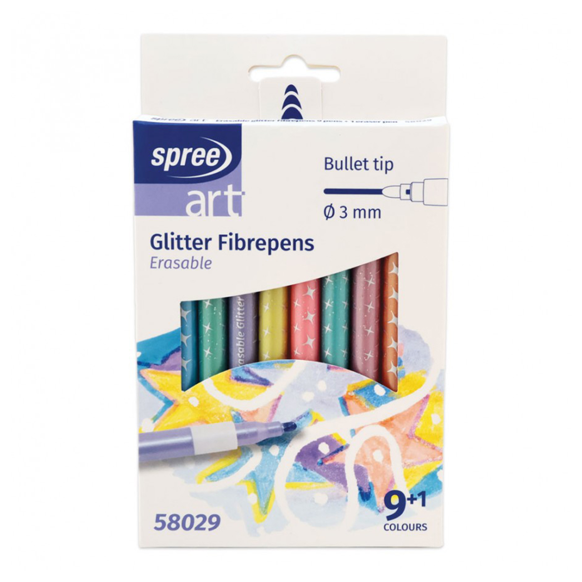 Флумастери SREE Art Glitter, 9+1цв., 58029