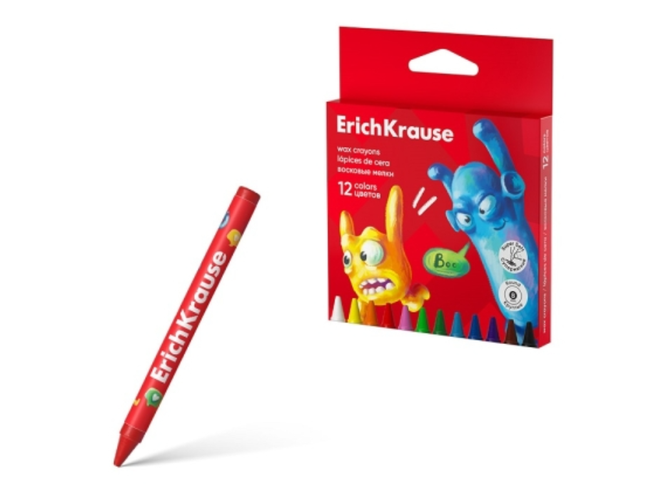 Пастели Erich Krause Wax, 12цв., 62947