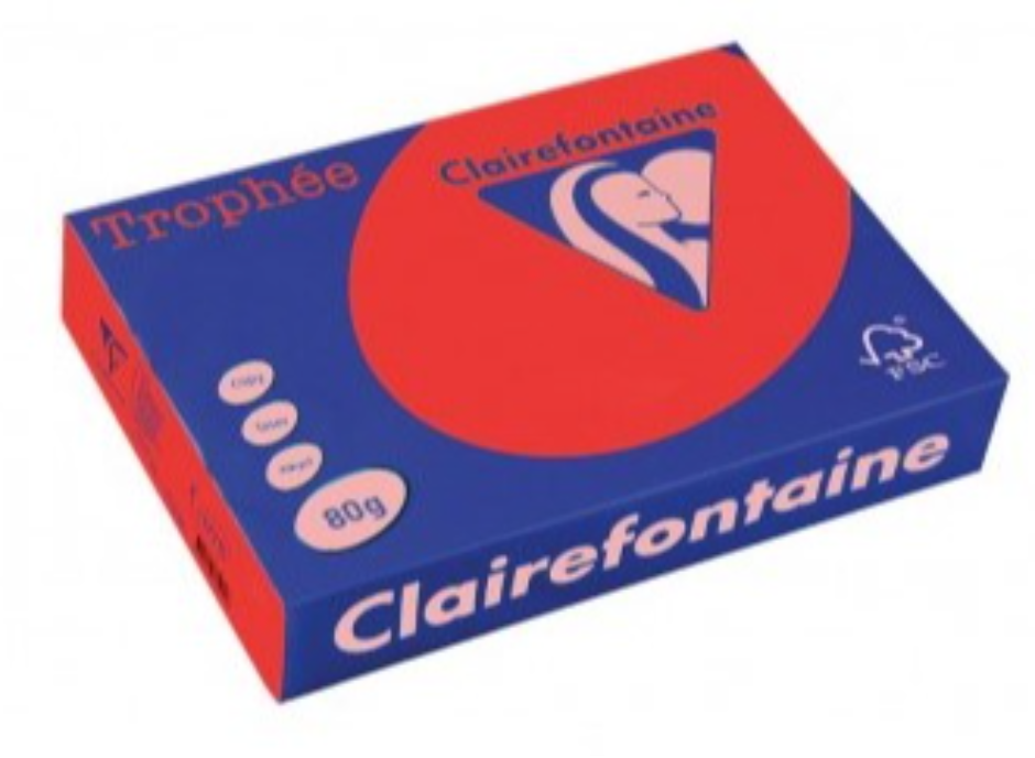 Цв. хартия Clairefontaine А4, 80гр, 8175 coral red