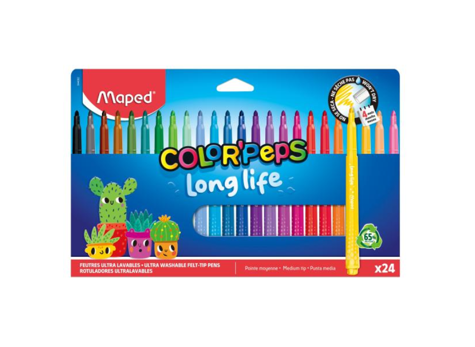 Флумастери MAPED ColorPeps Long life, 24цв