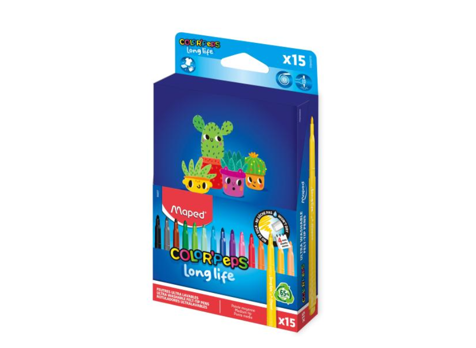 Флумастери MAPED ColorPeps Long life, 15цв